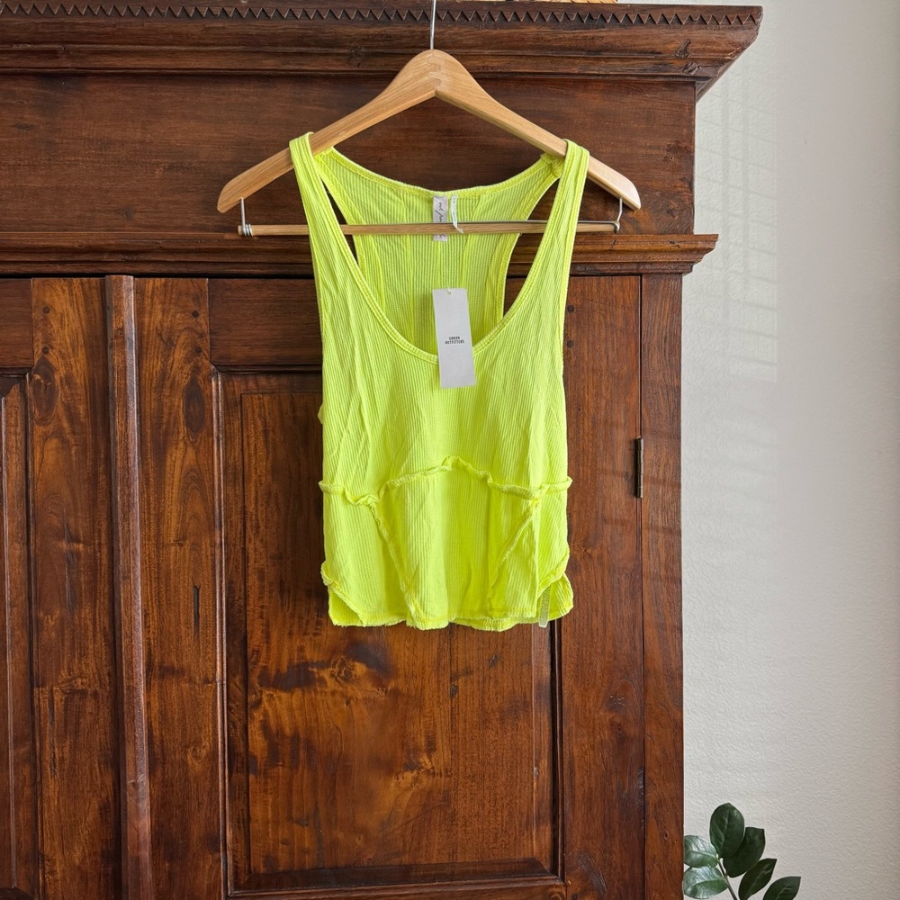 Urban Outfitters Neon Yellow Cropped Tank Top
